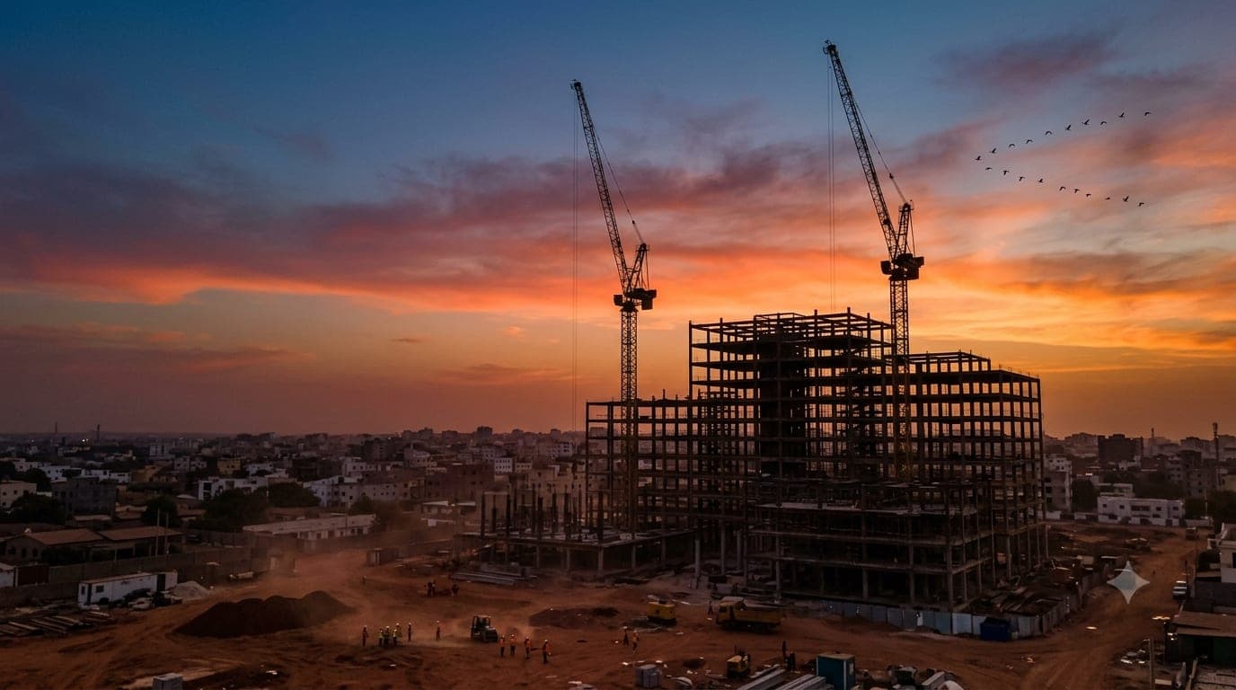 Grues de levage sur un chantier de construction