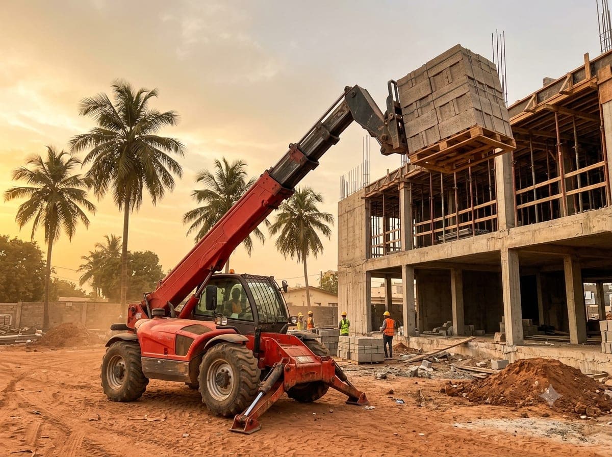 Chariot télescopique Manitou MLT sur chantier